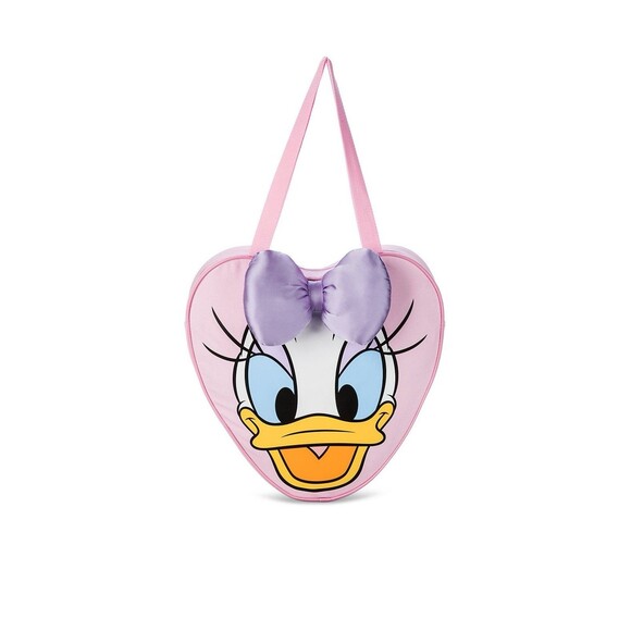 Disney Parks Daisy Duck Face Canvas Bag Tote NWT 3D Purple Bow Pink Kawaii - Picture 1 of 5